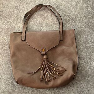 Blush colored leather free people tote with bag